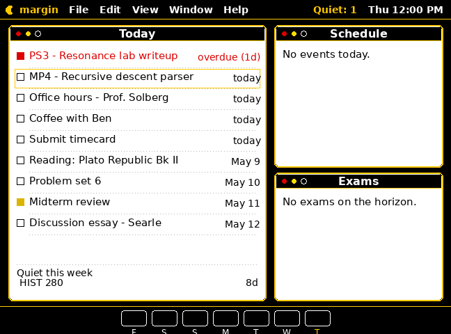 The Leopard theme: a 2007-era Mac OS X look with window chrome, a Today list, and a dock strip.